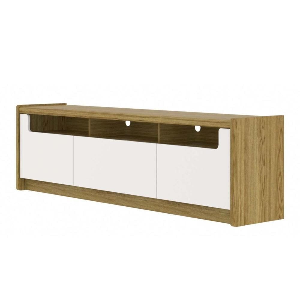Rack Oslo 185 cm com 2 Portas - Off White e Freijó