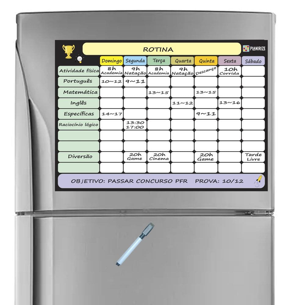 Planner Magnético Para Geladeira Rotina Tarefas Estudo 30x42