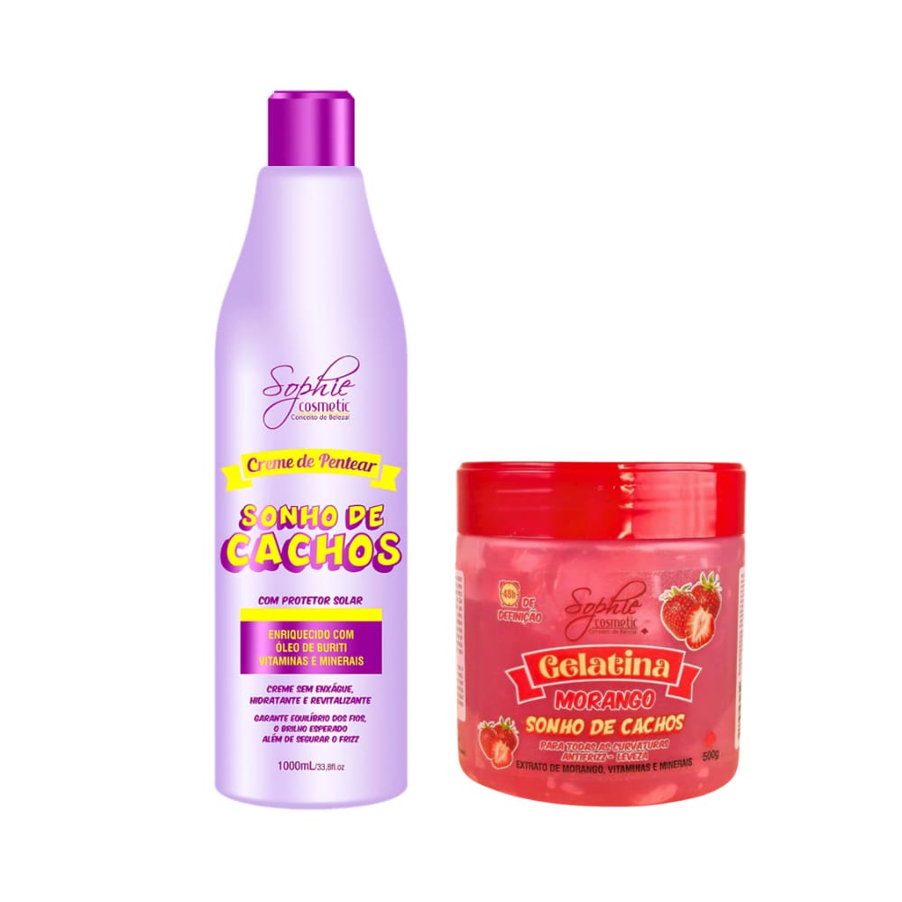 Kit Gelatina Capilar e Creme de Pentear Sonho de Cachos Sophie Cosmetic
