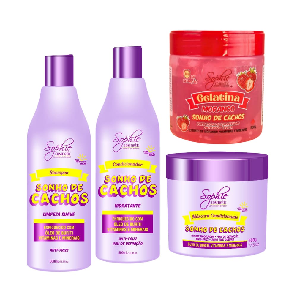 Kit Gelatina Capilar e Sonho de Cachos Sophie Cosmetic
