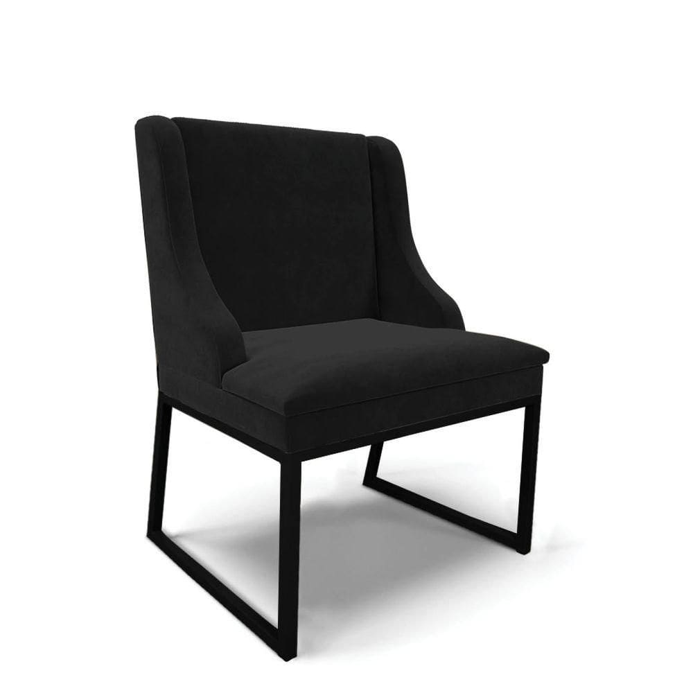 Cadeira Sala De Jantar Industrial Preto Liz Suede Preto D03 - D`rossi