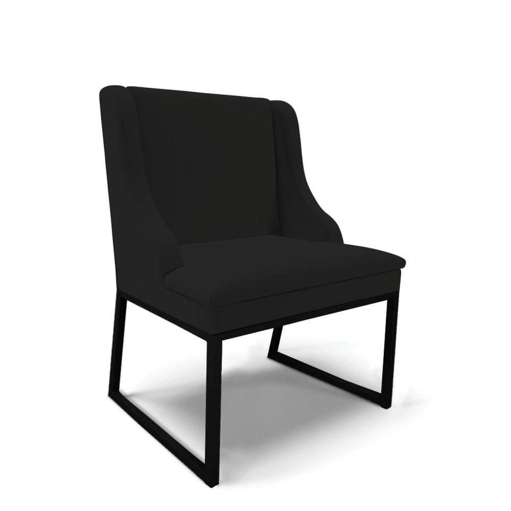 Cadeira Sala De Jantar Industrial Preto Liz Linho Preto D03 - D`rossi