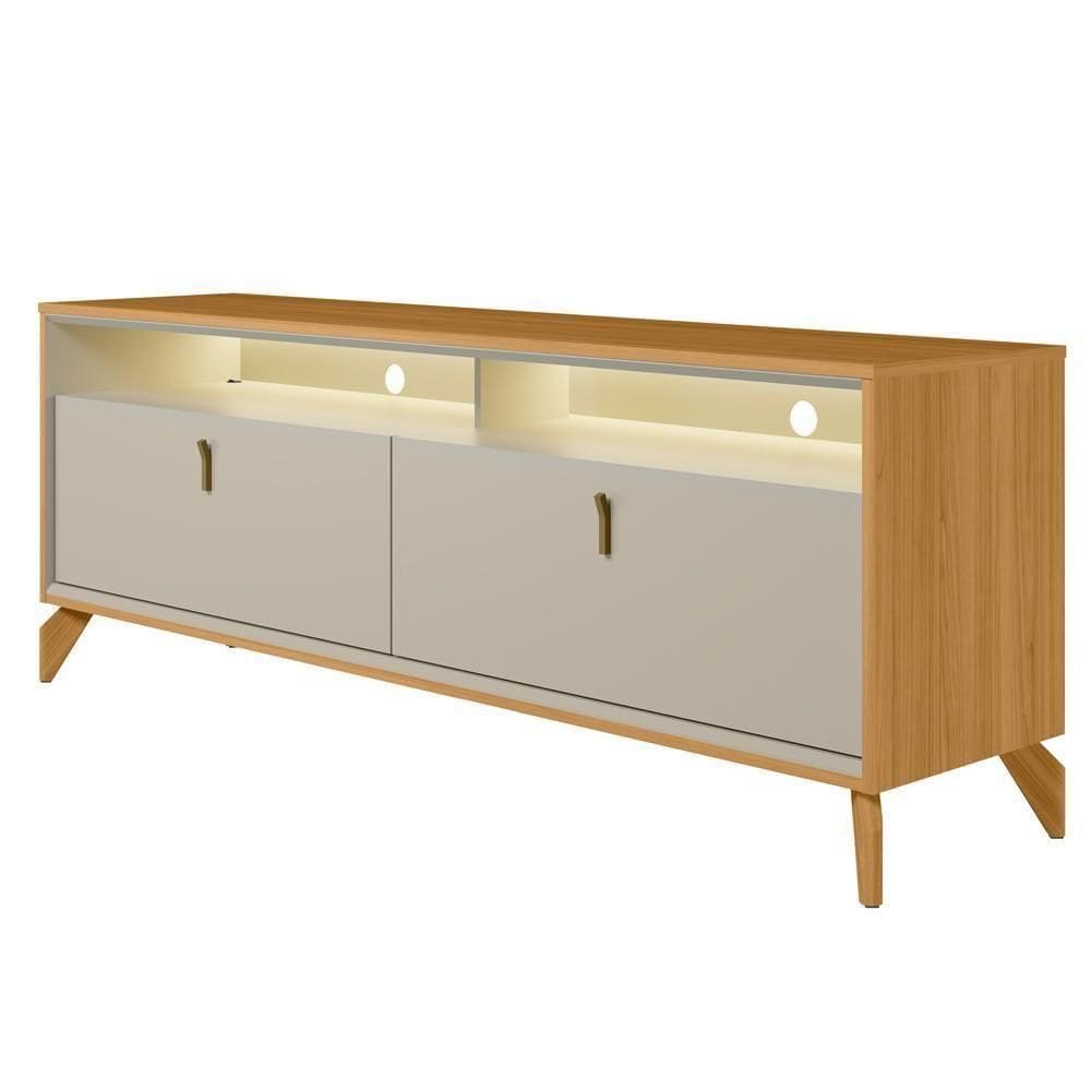 Rack Para Sala De Estar Tv 70 Pol Com Led 160cm Naomi L05 Tauari Off White Fosco - Lyam Decor