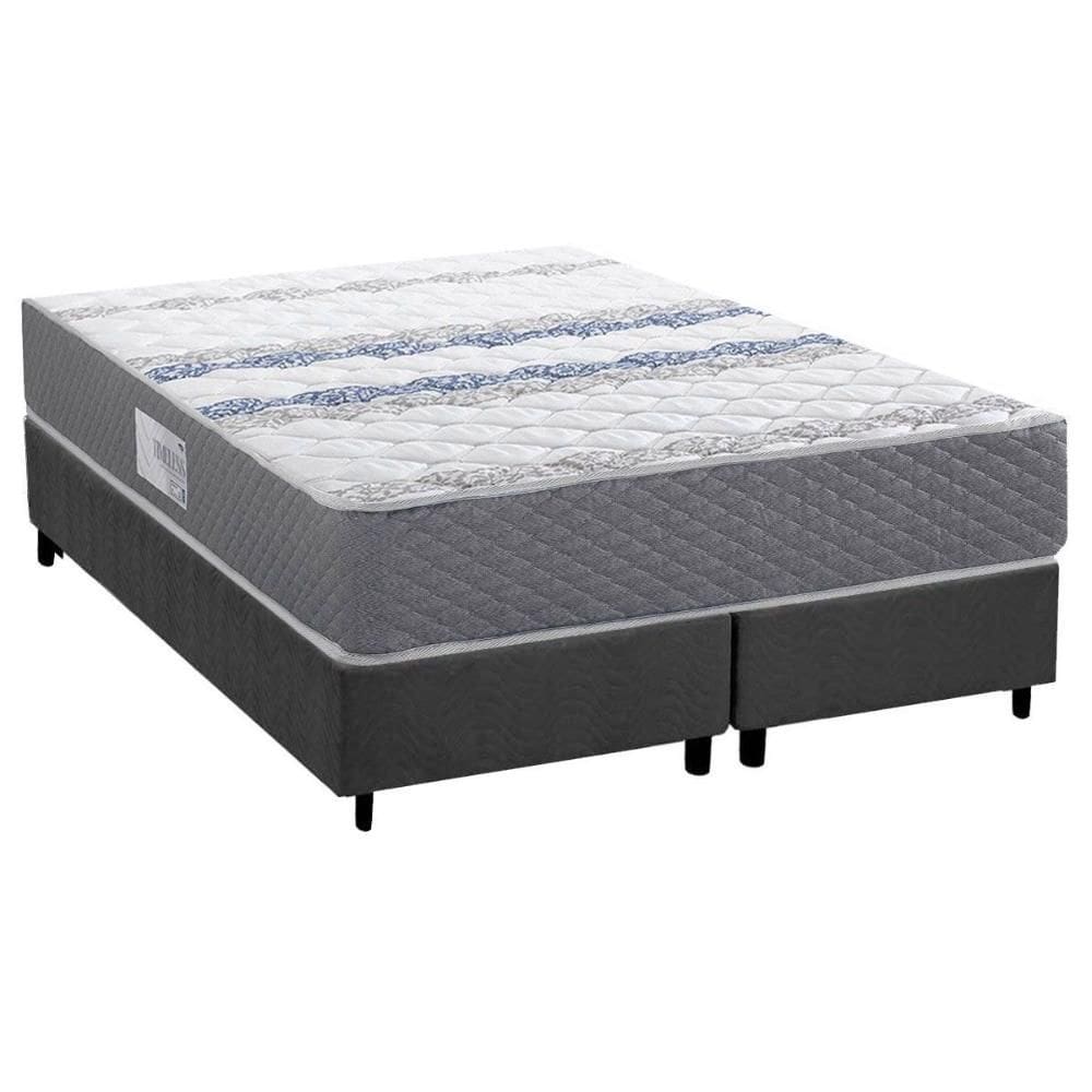 Cama Box Queen: Colchão Ortopédico Herval D60 / AG65 Timeless + Base CRC Suede Gray (158x198)