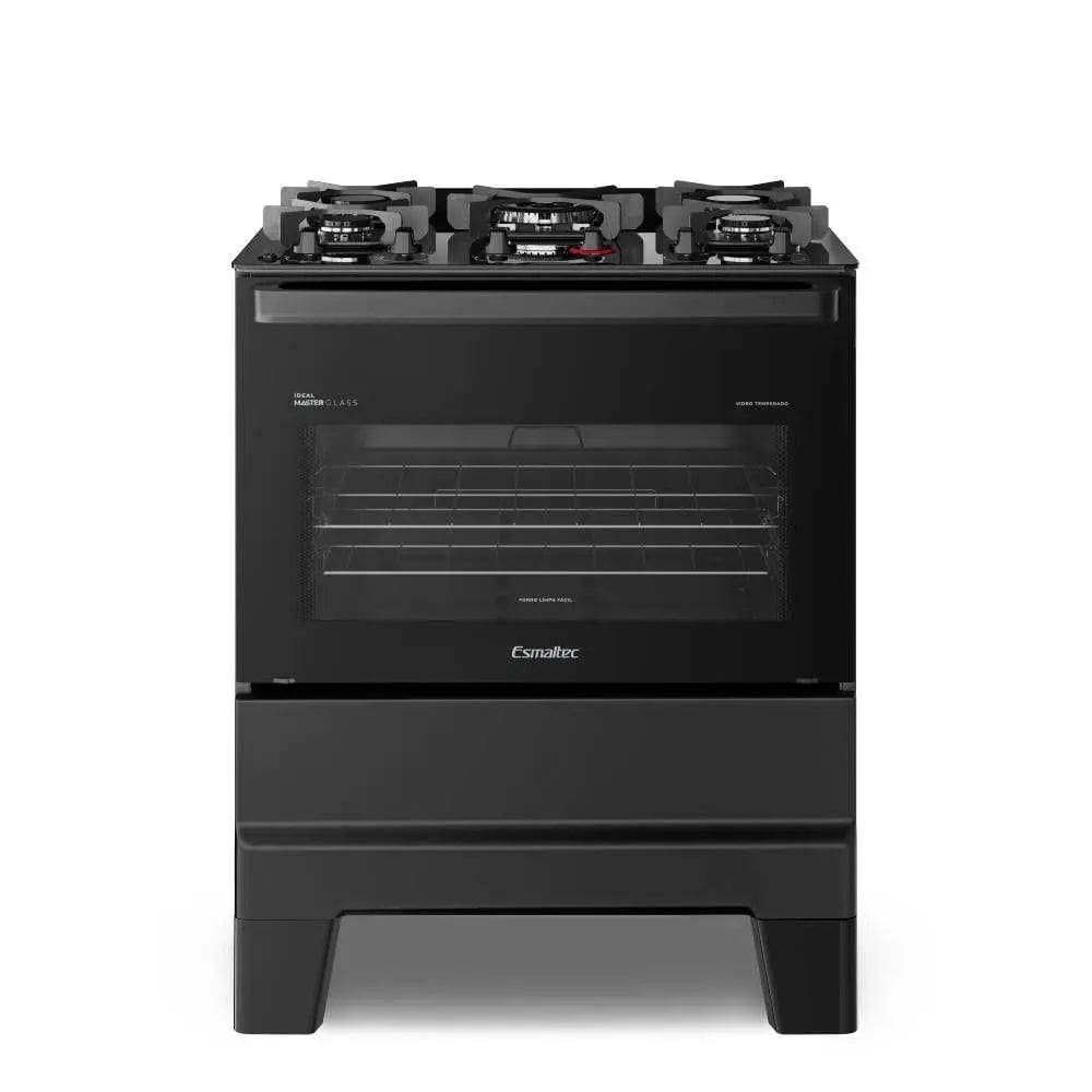 Fogão Esmaltec Ideal Master Glass 5 Bocas T5vfp 5127 Acendimento Automático Preto Bivolt