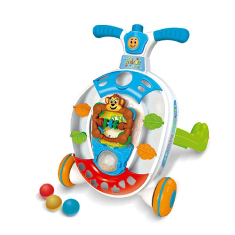 Andador Baby Walker Didático de Empurrar Rodas Antiderrapantes Sensorial com Bolinhas Coloridas Maral