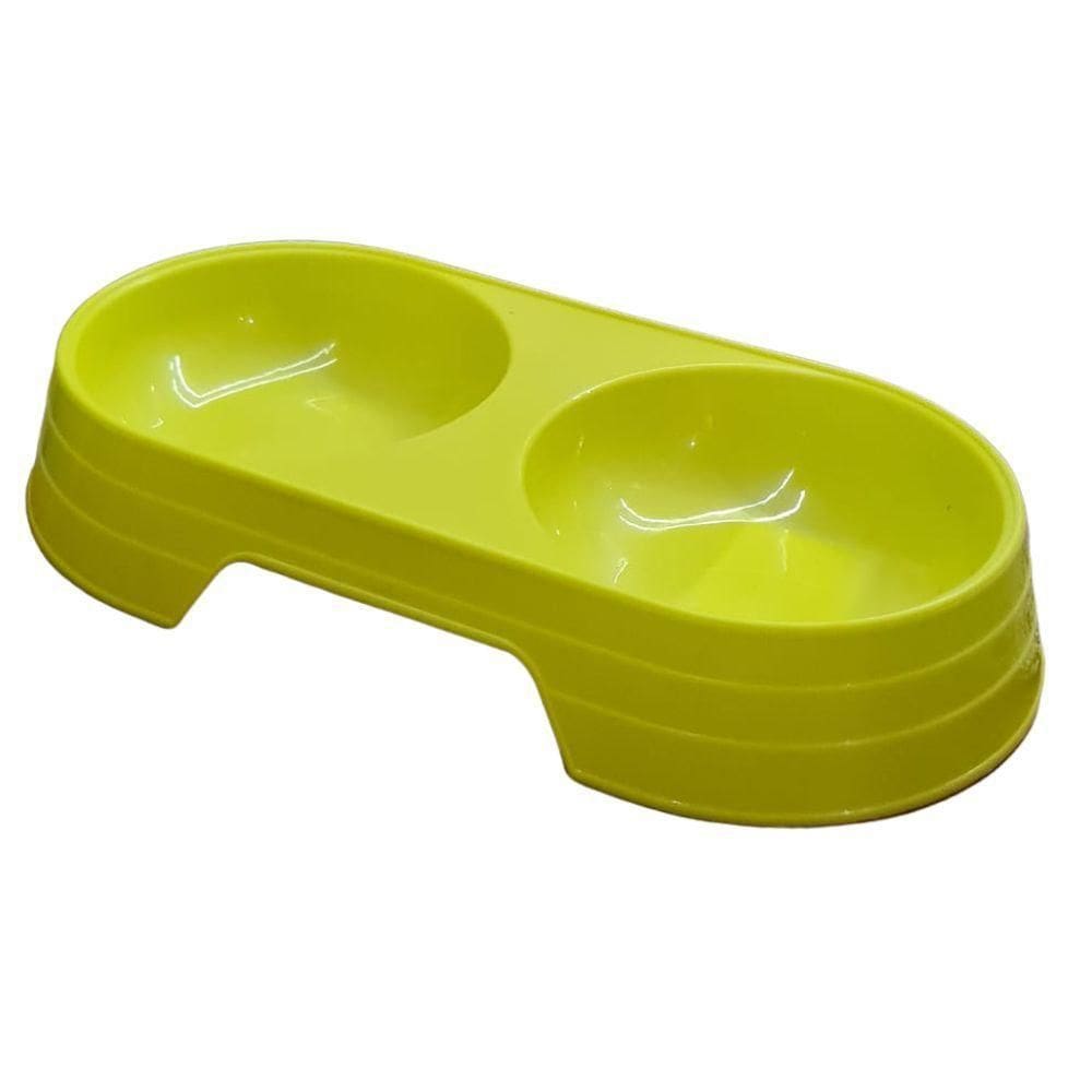 Comedouro Bebedouro Duplo 2 Em 1 Para Pets Cães E Gatos 200 Ml Em Cada Lado Verde