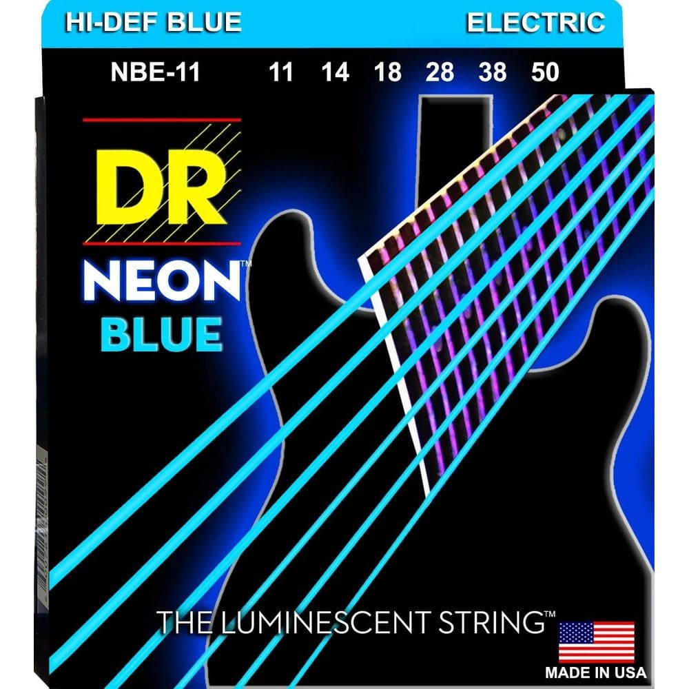 Cordas de guitarra elétrica DR Hi-Def Neon Blue Heavy NBE11