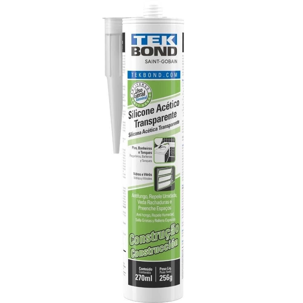 Silicone Tubo Construção Incolor Acético 256G TEKBOND