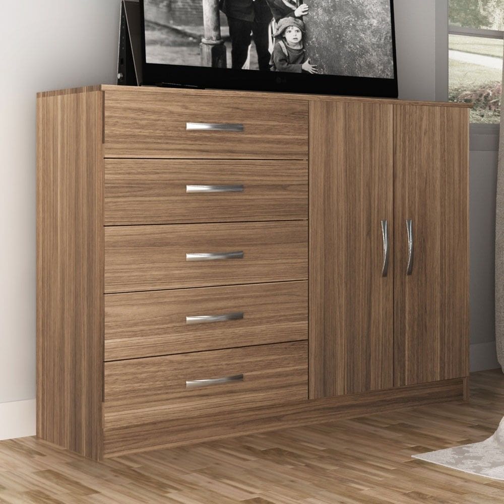 Cômoda Florença 2 Portas 5 Gavetas Marrom - Panorama Móveis