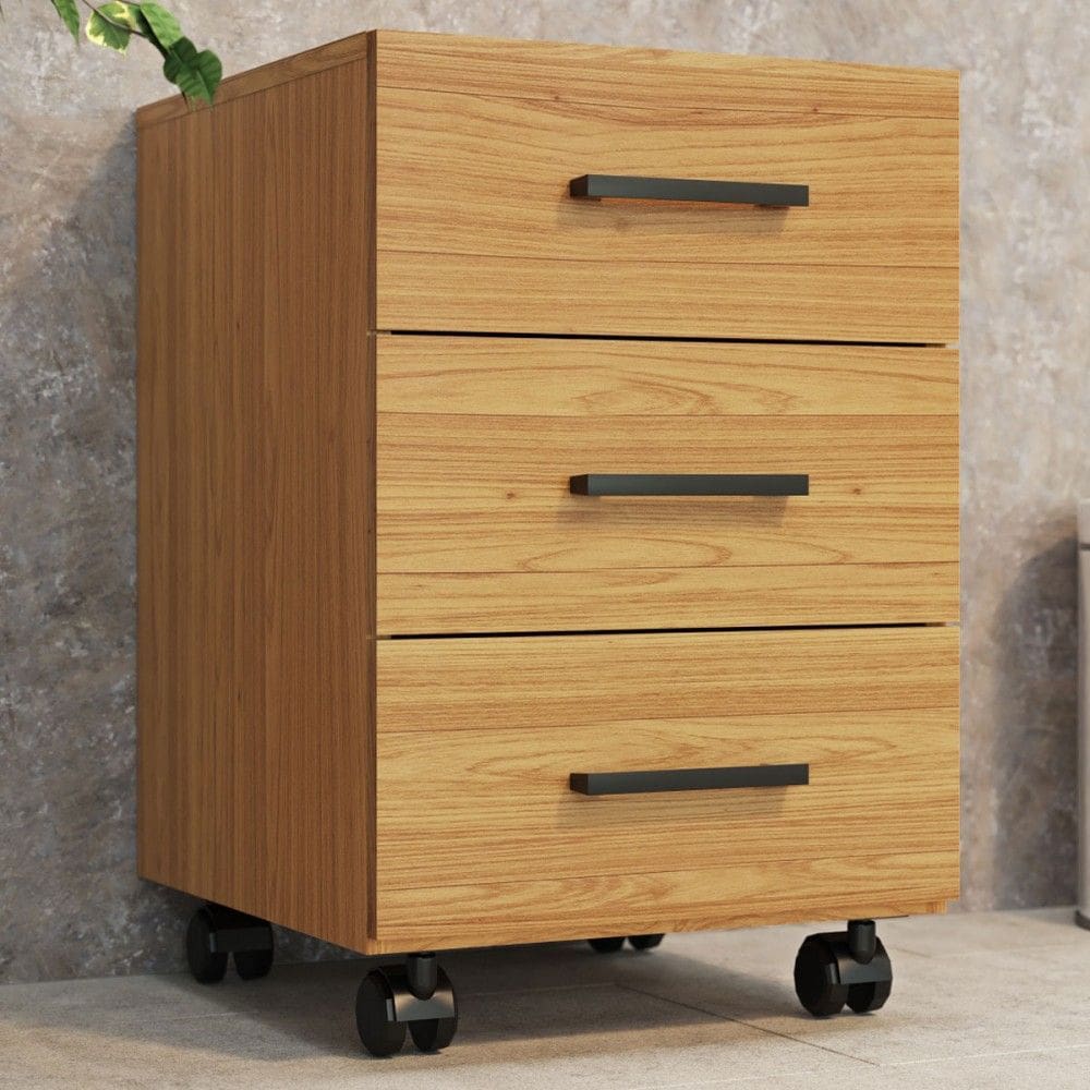 Gaveteiro 3 Gavetas 100% Mdf Industrial Concept Freijó - Panorama Móveis