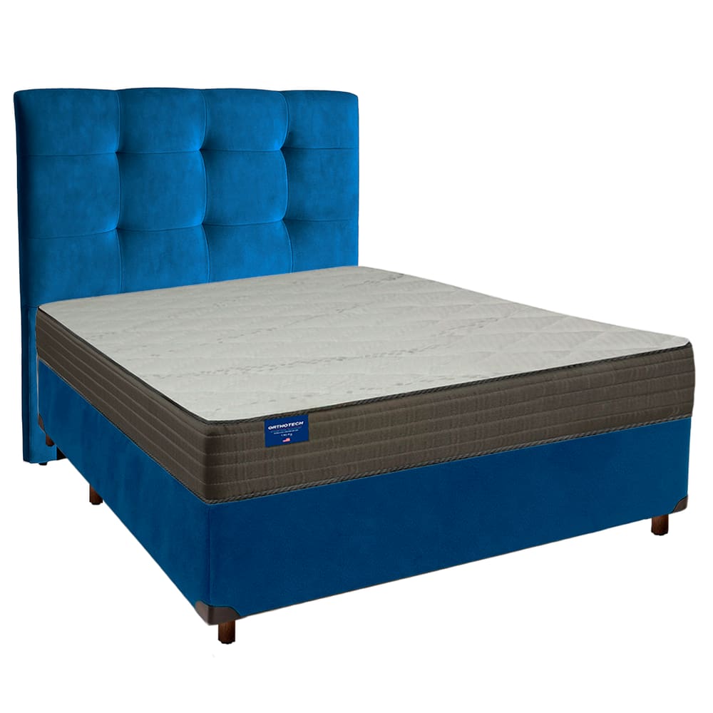 Cama Box + Colchão Casal D33 Orthotech Inducol + Cabeceira Estofada