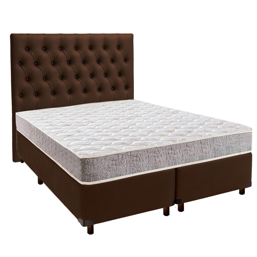 Cama Box + Colchão Casal D23 D23 Inducol + Cabeceira Estofada
