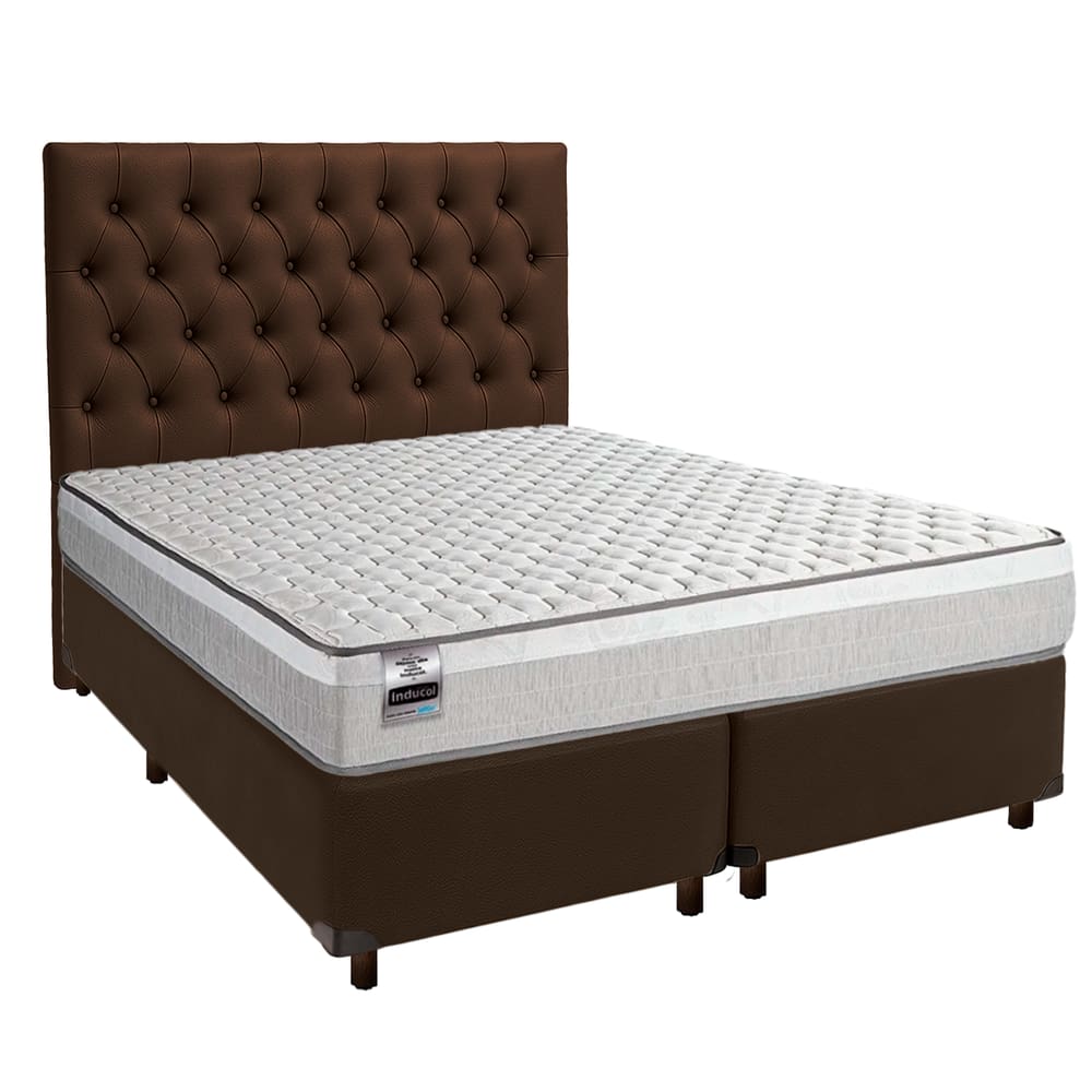 Kit Cama Box + Cabeceira + Colchão Queen Molas Ensacadas - Hanover - Inducol