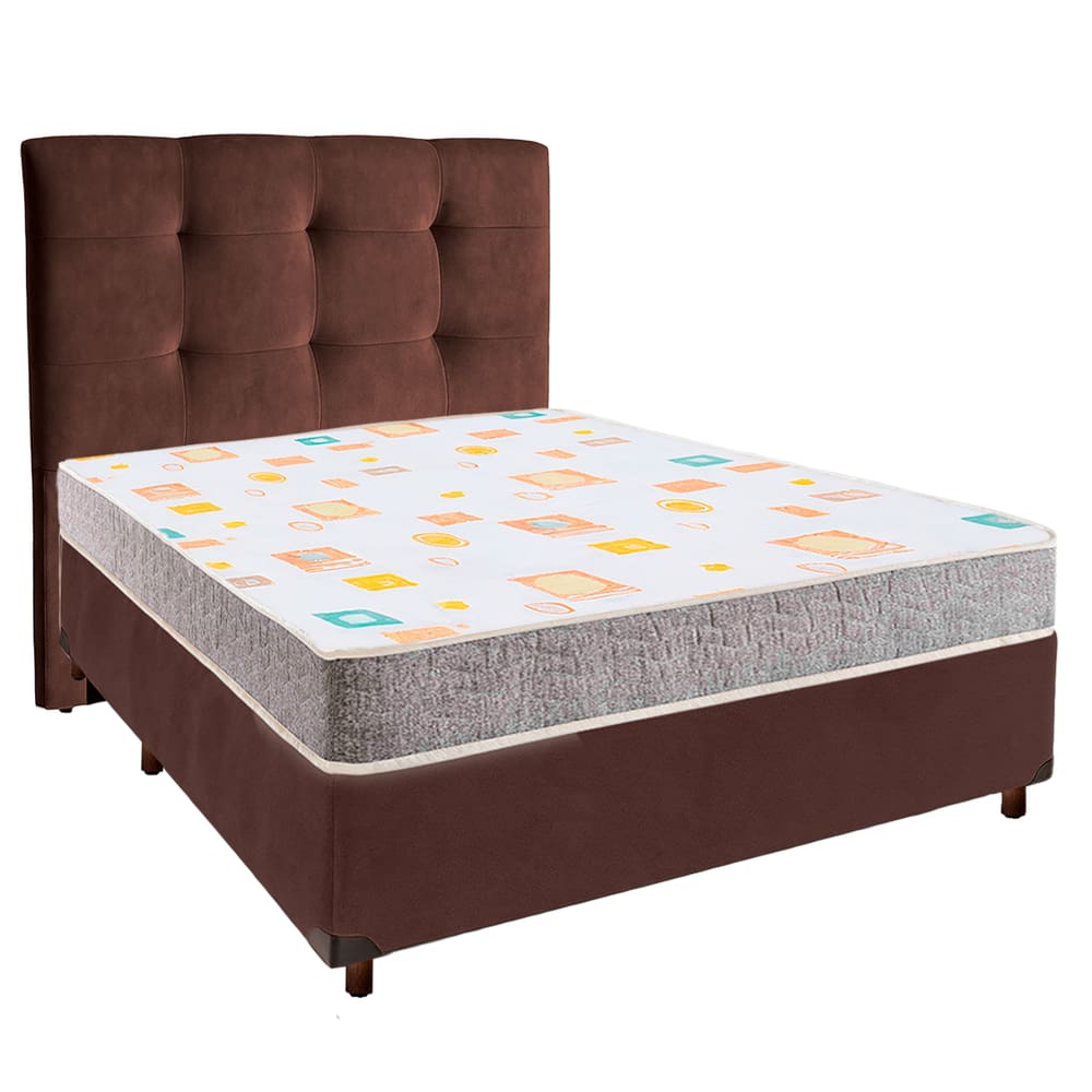 Cama Box + Colchão Casal D20 D20 Inducol + Cabeceira Estofada