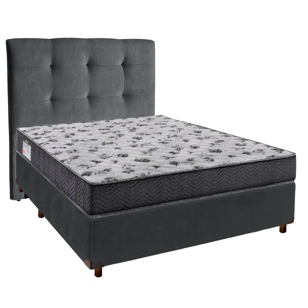 Cama Box + Colchão Casal Ortobom D33 Iso100 + Cabeceira Estofada
