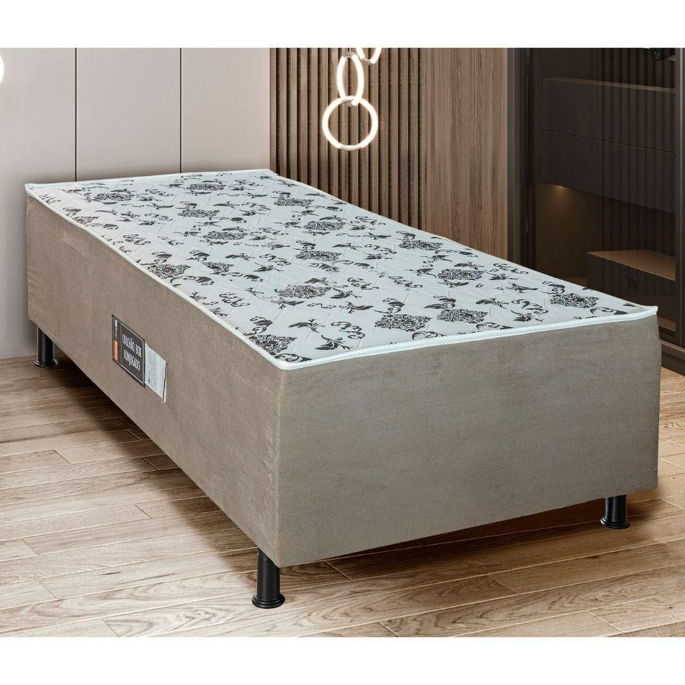 Cama Box Solteiro Conjugada (88X188) D28 Cacau  Roma Design Colchões
