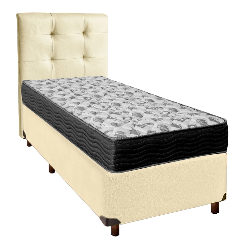 Kit Cabeceira + Cama Box  + Colchão Solteiro D33 Iso100 Ortobom