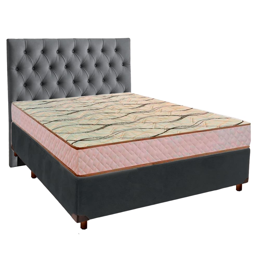 Cama Box + Colchão Casal D33 Maxsono Paropas + Cabeceira Estofada