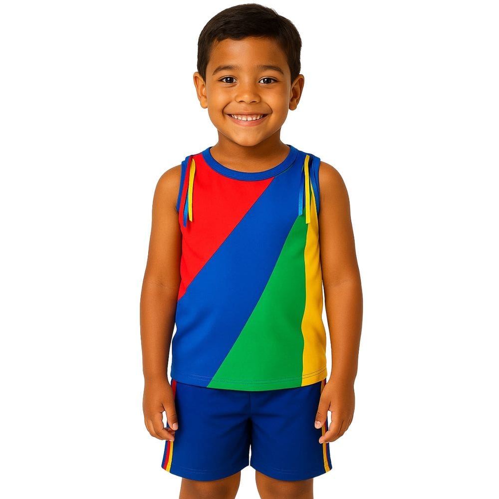 Conjunto Infantil Temático Fantasia Frevo Com Regata e Short