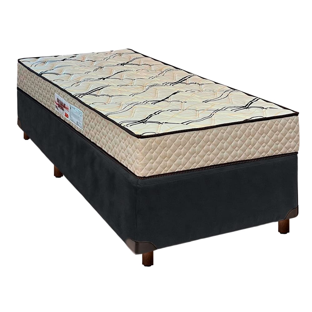 Conjunto Cama Box Cinza Solteiro + Colchão D33 Maxsono Paropas