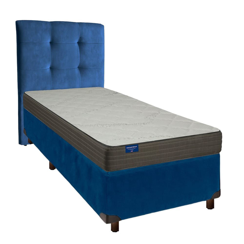 Kit Cama Box + Cabeceira + Colchão Solteiro D33 - Orthotech - Inducol