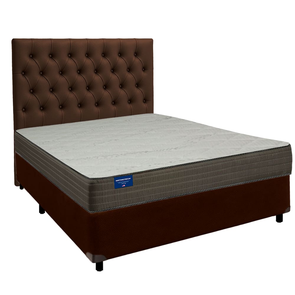 Kit Cama Box + Cabeceira + Colchão Casal D33 - Orthotech - Inducol