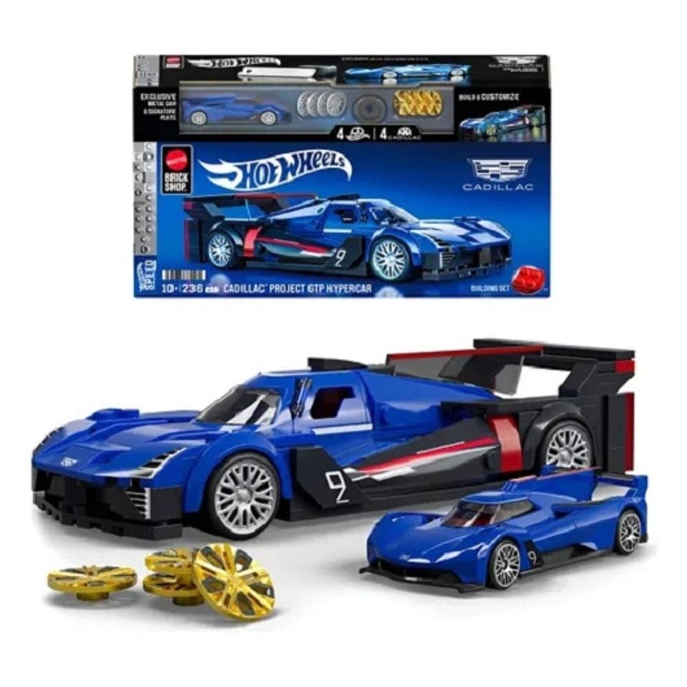 Hot Wheels Brick Shop Blocos Montar Cadillac Project GTP Hypercar – Exclusiva Miniatura Metal – 236 peças