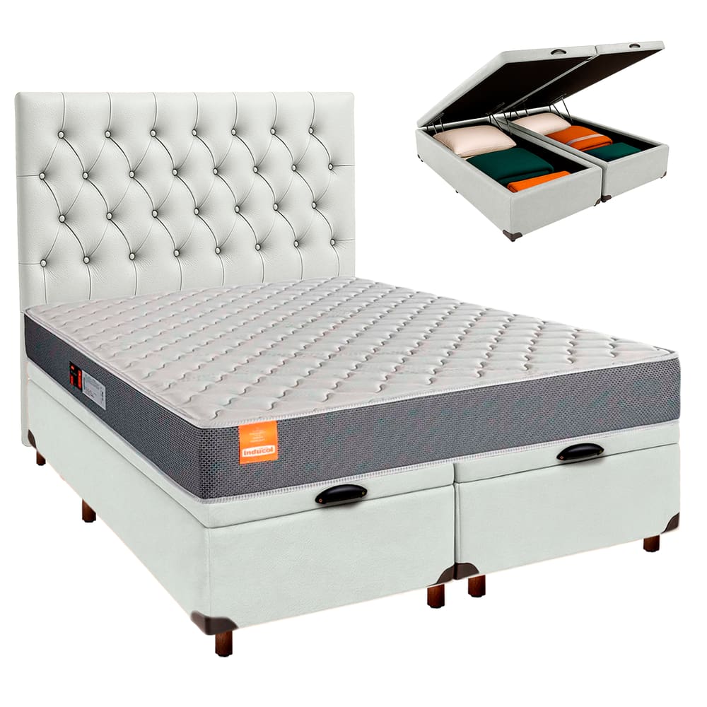 Cama + Bau Blindado e Colchão D23 Queen - Pro Inducol + Cabeceira