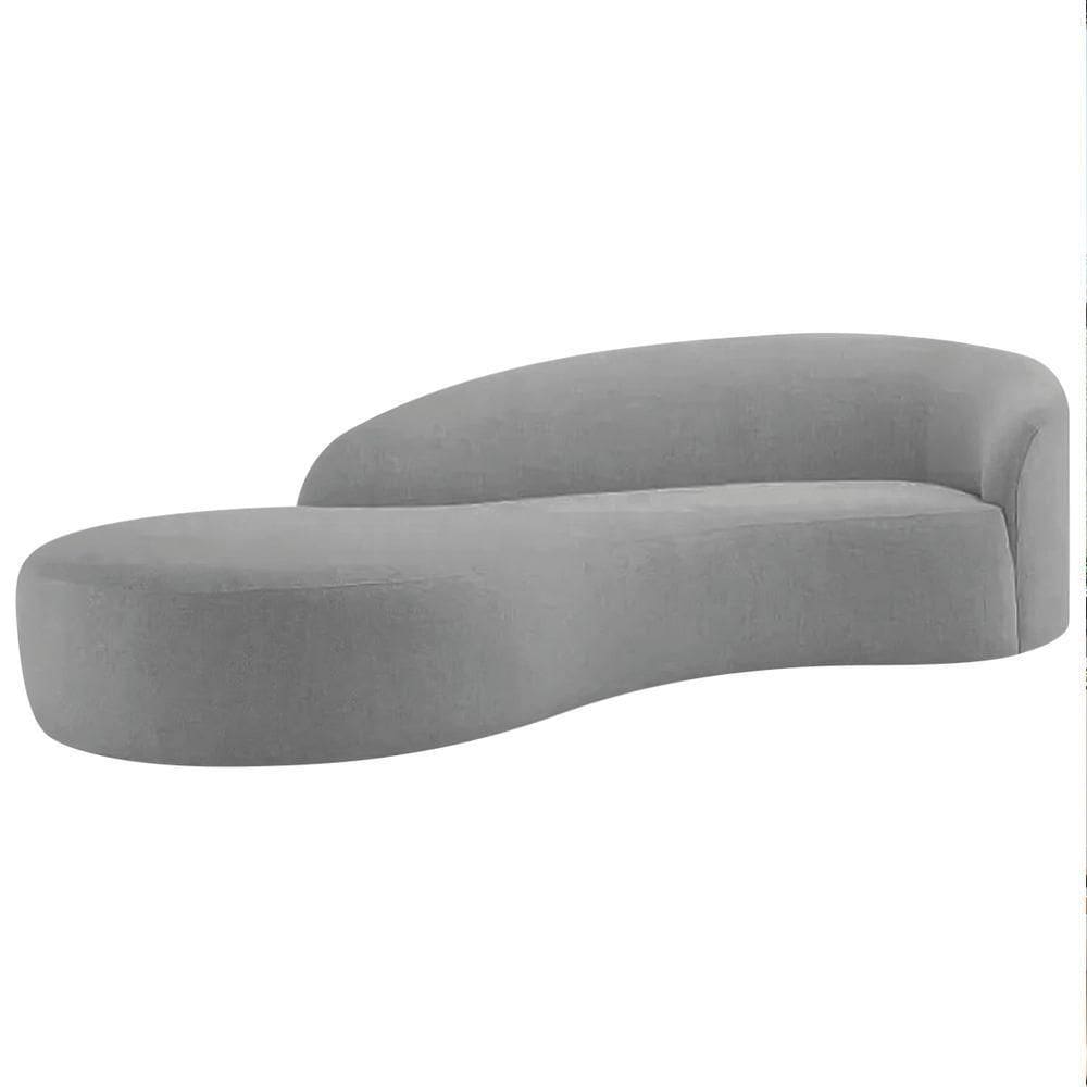 Divã Recamier Orgânico França 160cm Lado Esquerdo Linho - Doce Sonho Móveis Cinza Claro