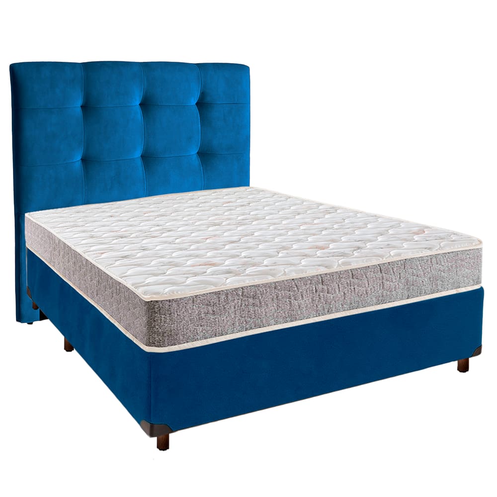 Cama Box + Colchão Casal D23 D23 Inducol + Cabeceira Estofada