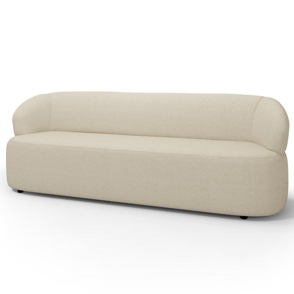 Sofá 3 Lugares Orgânico Sala De Estar Living 205cm Carmen F04 Linho Creme - Lyam Decor