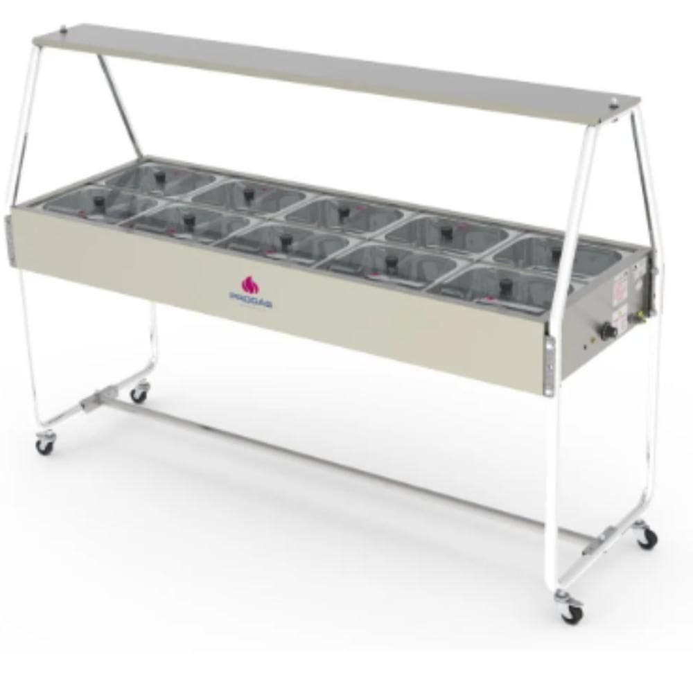 Buffet Térmico Progás Self Service 10 Cubas C-tampas de Vidro 220V - Prb-10gn