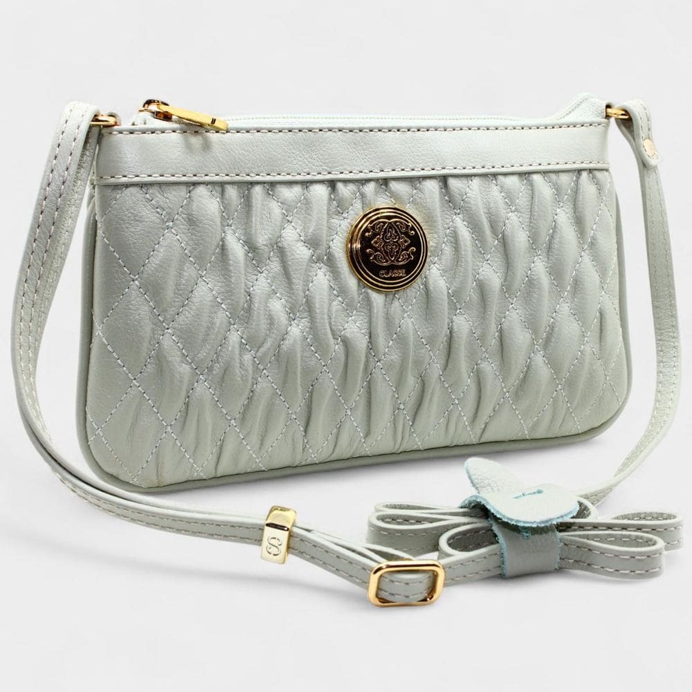 Bolsa Crossbody Classe Couro autêntico Casual Kelly Feminina - Verde Claro