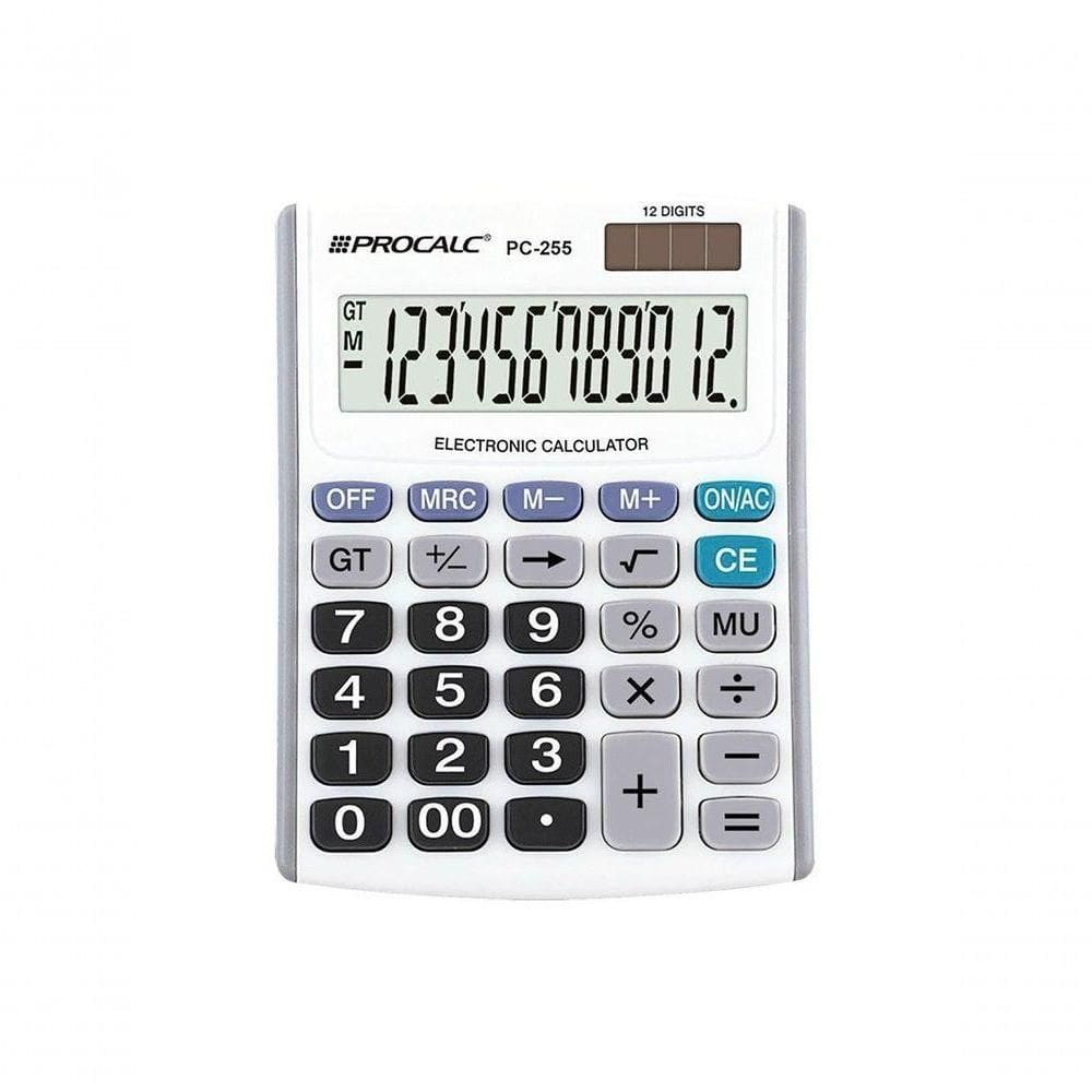 Calculadora De Mesa Procalc Pc255 12 Digitos Pilha Branca