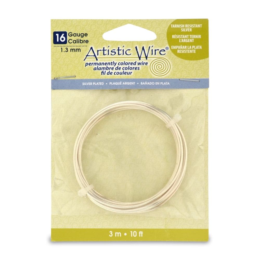 Arame artístico Craft Wire, calibre 16, banhado a prata, 3 m