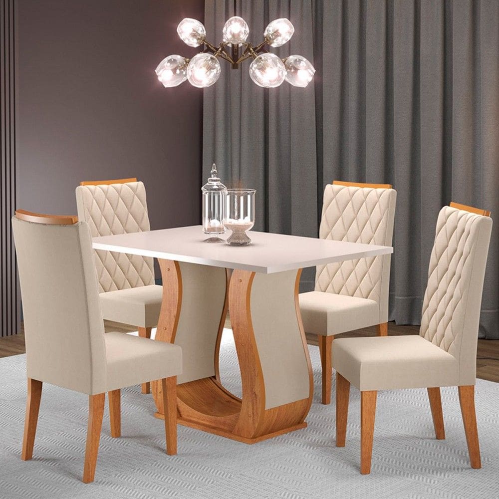 Mesa de Jantar 4 Lugares Los Angeles Marrom/Blonde/Nude - Pm