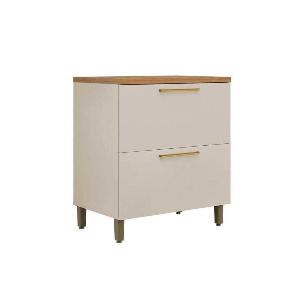 Balcão de Cozinha Modulado Atena c/ 1 Porta Basculante e 1 Gavetão 80cm Jequitiba/Off White Fosco - Linea Brasil
