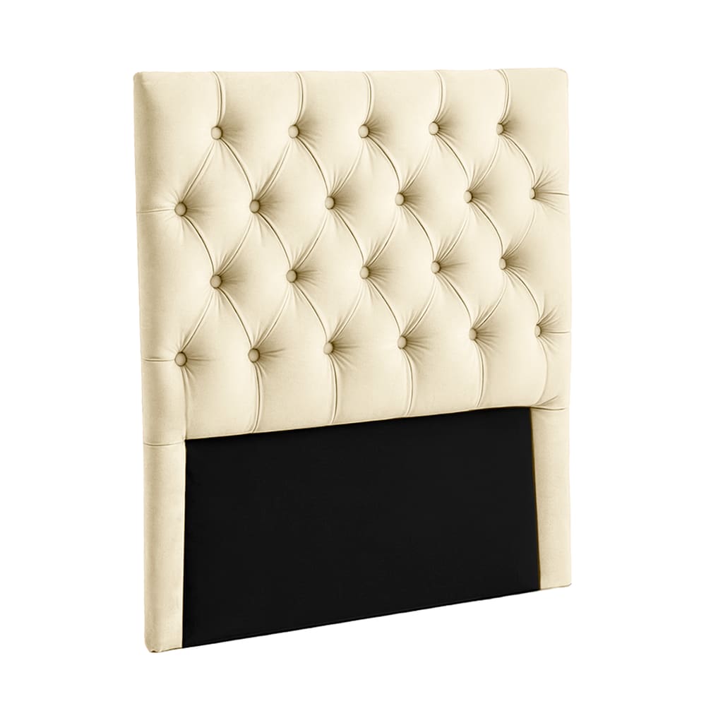 Cabeceira Estofada Solteiro Luna Nature Veludo Perola 88x136