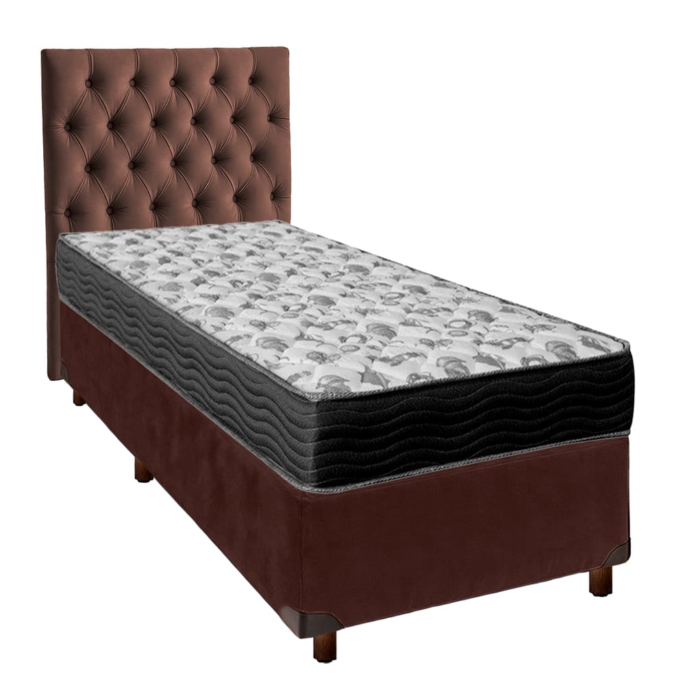 Kit Cabeceira + Cama Box  + Colchão Solteiro D33 Iso100 Ortobom