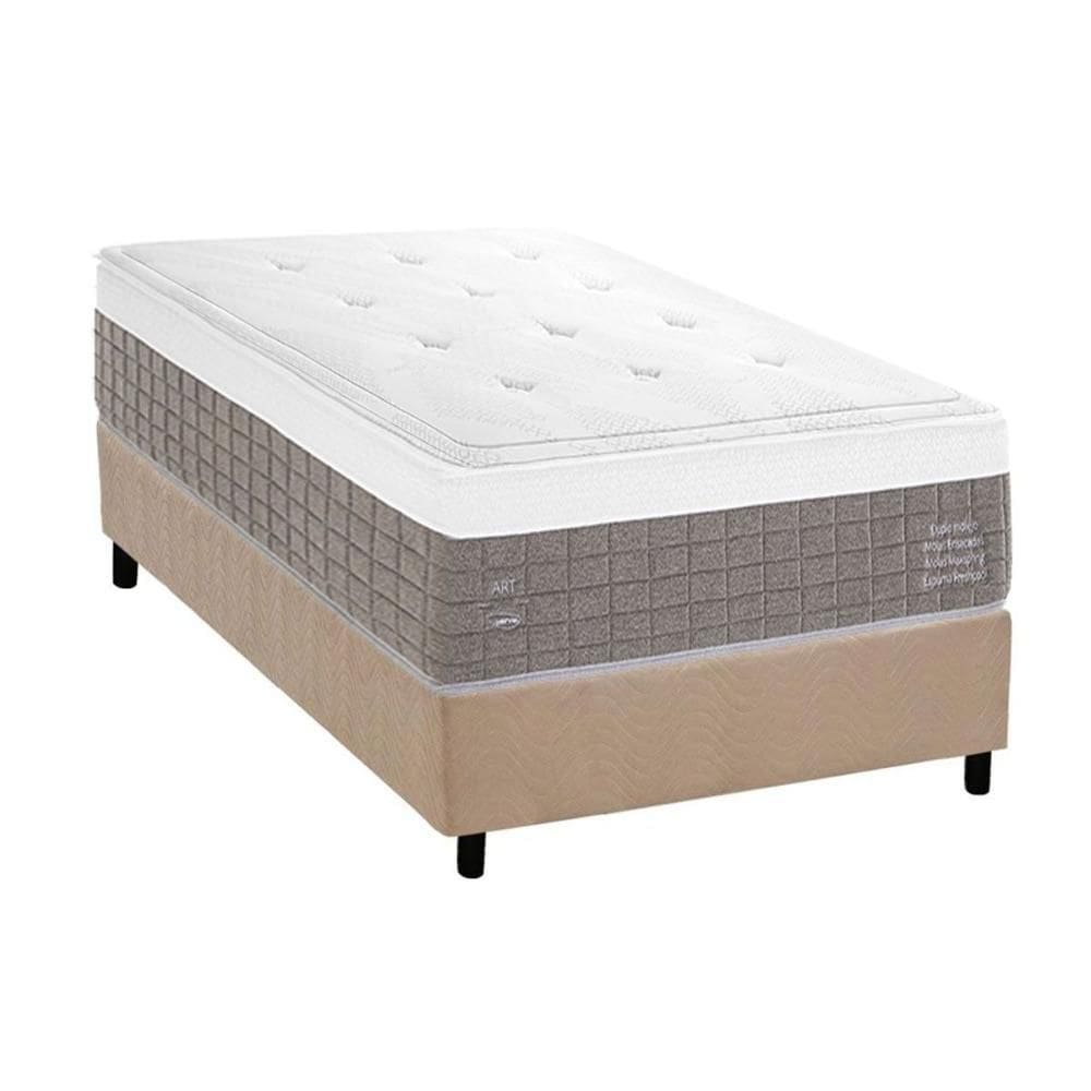 Conjunto Box Solteiro: Colchão Molas Herval Maxspring C1784 + Base CRC Suede Clean (88x188)