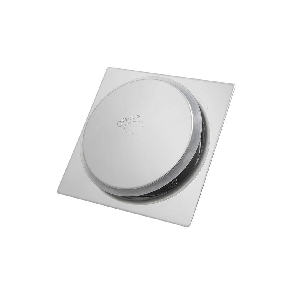 Ralo Click Banheiro Inteligente Quadrado Cromado 10x10 Cm