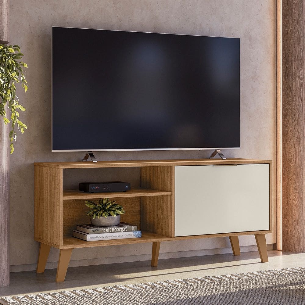 Rack Madri 1,15cm Nature Off White Peternella Móveis