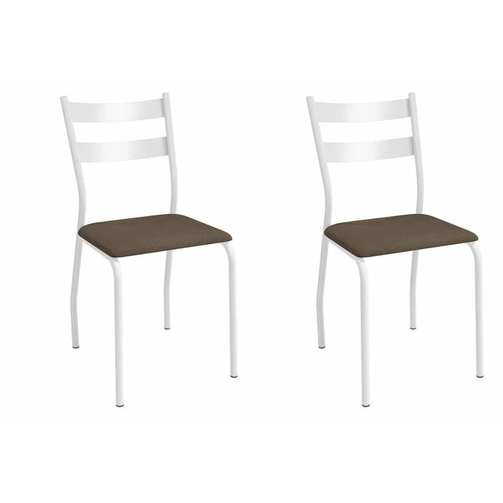 Kit 2 Cadeiras de Cozinha Bali 2C141BR Aço 2 Un Branco/Suede Capuccino - Kappesberg