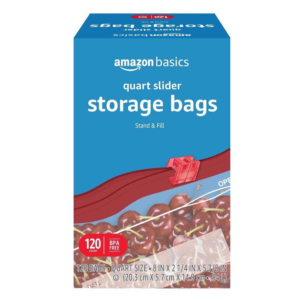 Sacos de armazenamento de alimentos Amazon Basics Slider Quart 120 unidades