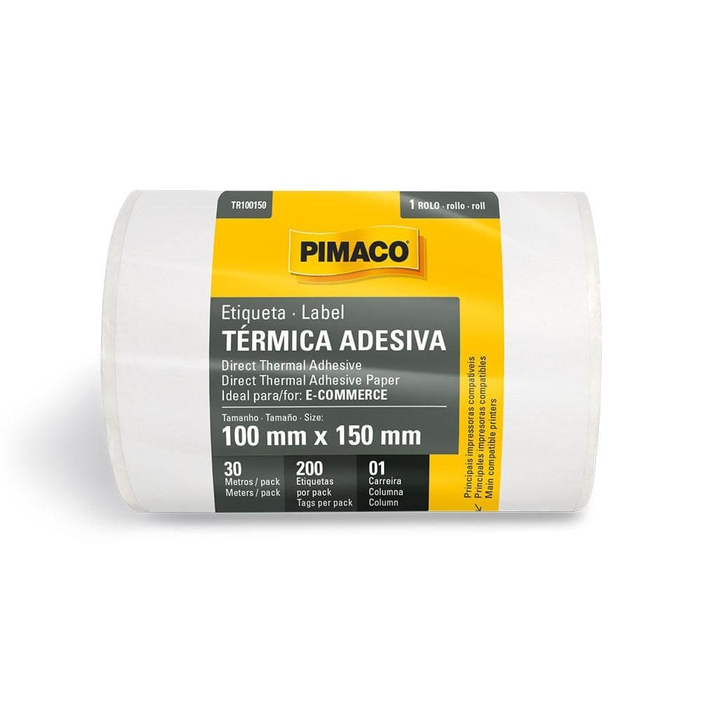 Etiqueta adesiva térmica 100x50 com 200 etiquetas - Pimaco