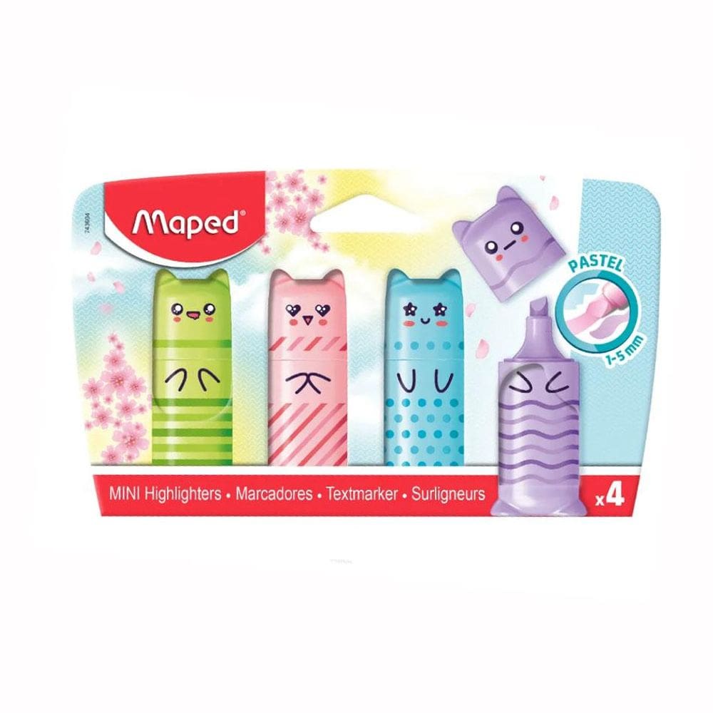 Pincel marca texto Mini Pastel c/ 4 cores 743604 - Maped