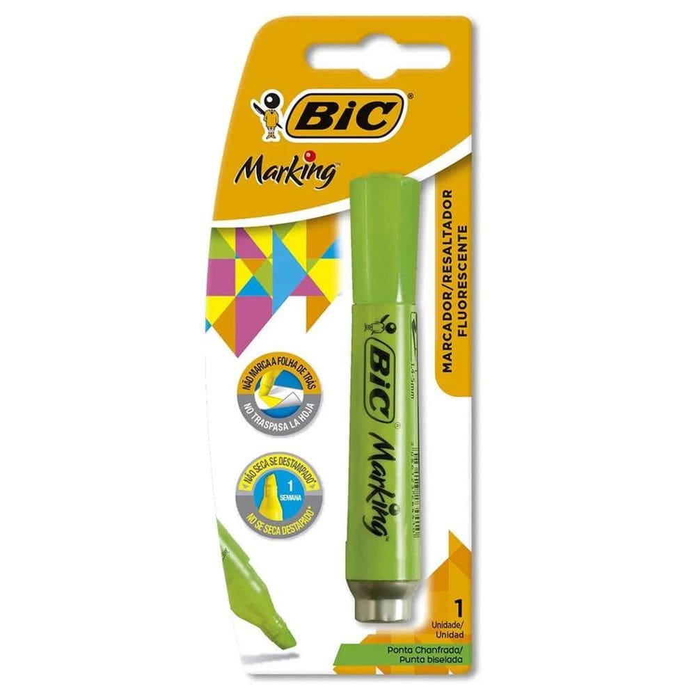 Pincel marca texto Marking Verde Fluorescente - Bic