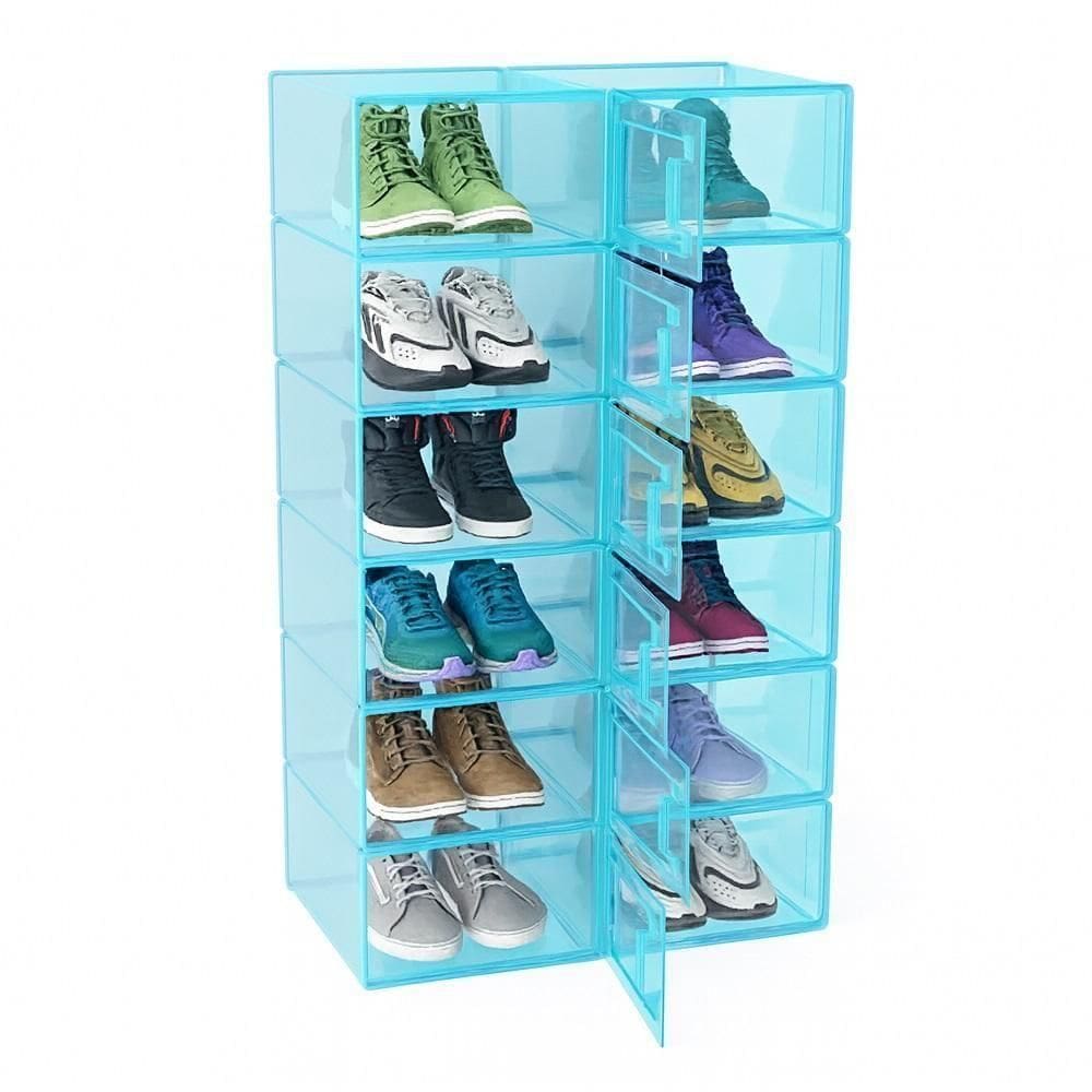 Kit 6 Box Multiuso Dobravel Sapatos Caixa Empilhavel Com Tampa Organizacao Closet Quarto Guarda