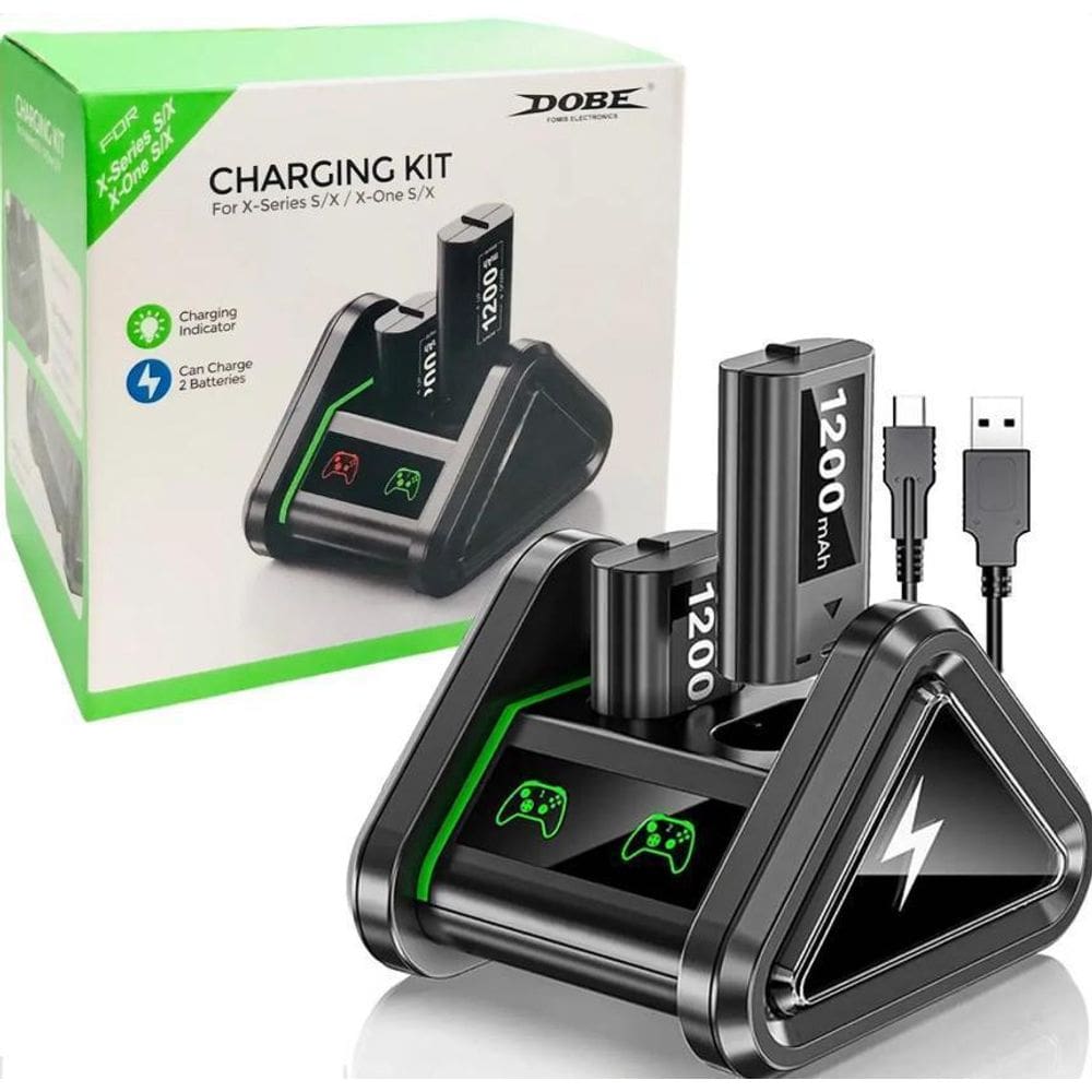 Base Carregador Pra 2 Bateria 1200Mah Controle Xbox X S